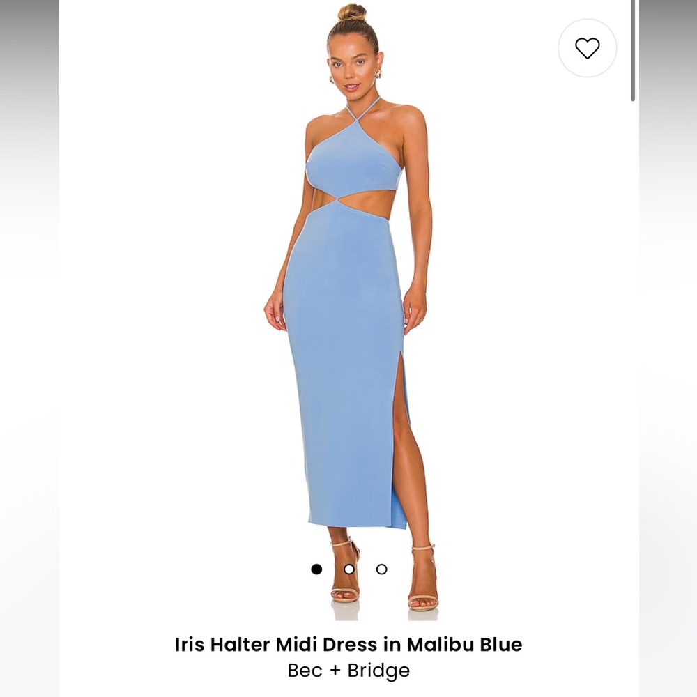Bec + Bridge Iris Halter Midi Dress in Malibu Blue, Size 6 (Medium)